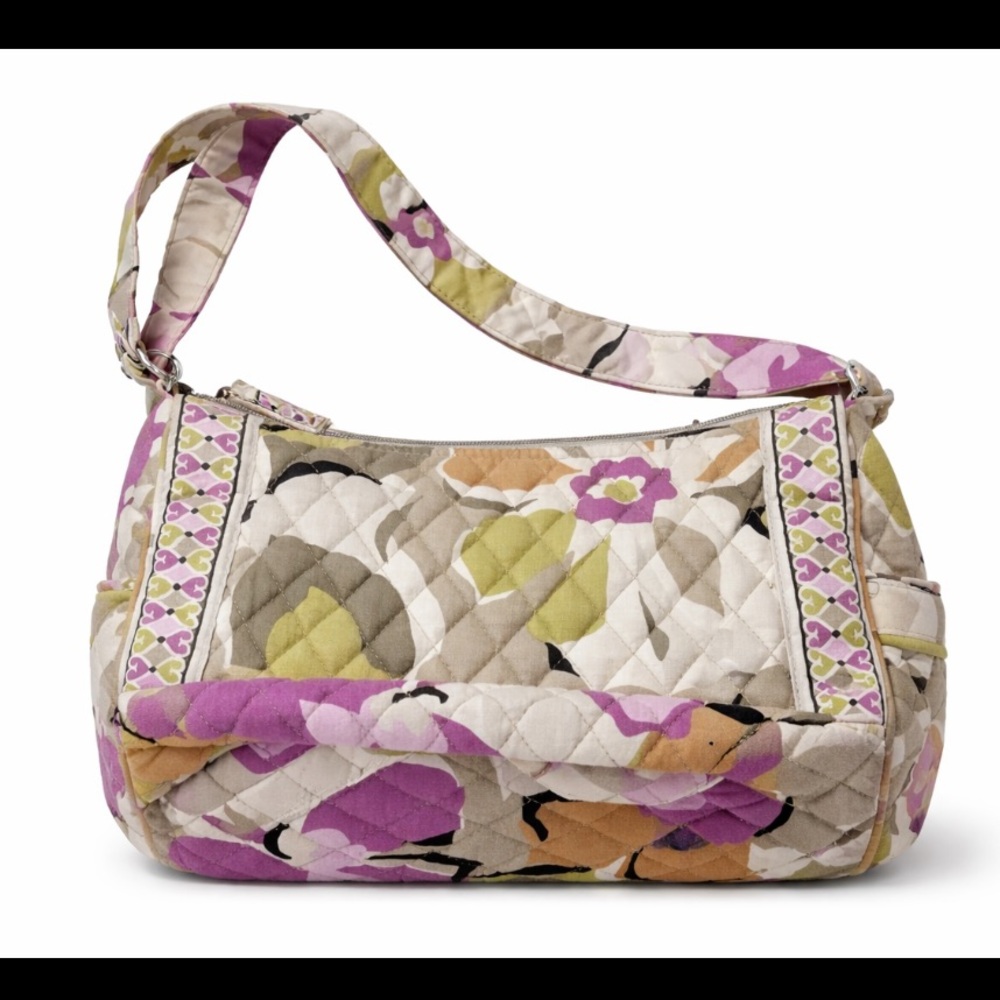 Vera Bradley Quilted Shoulder Bag Floral Print Purse Pink Green Medium Tote
